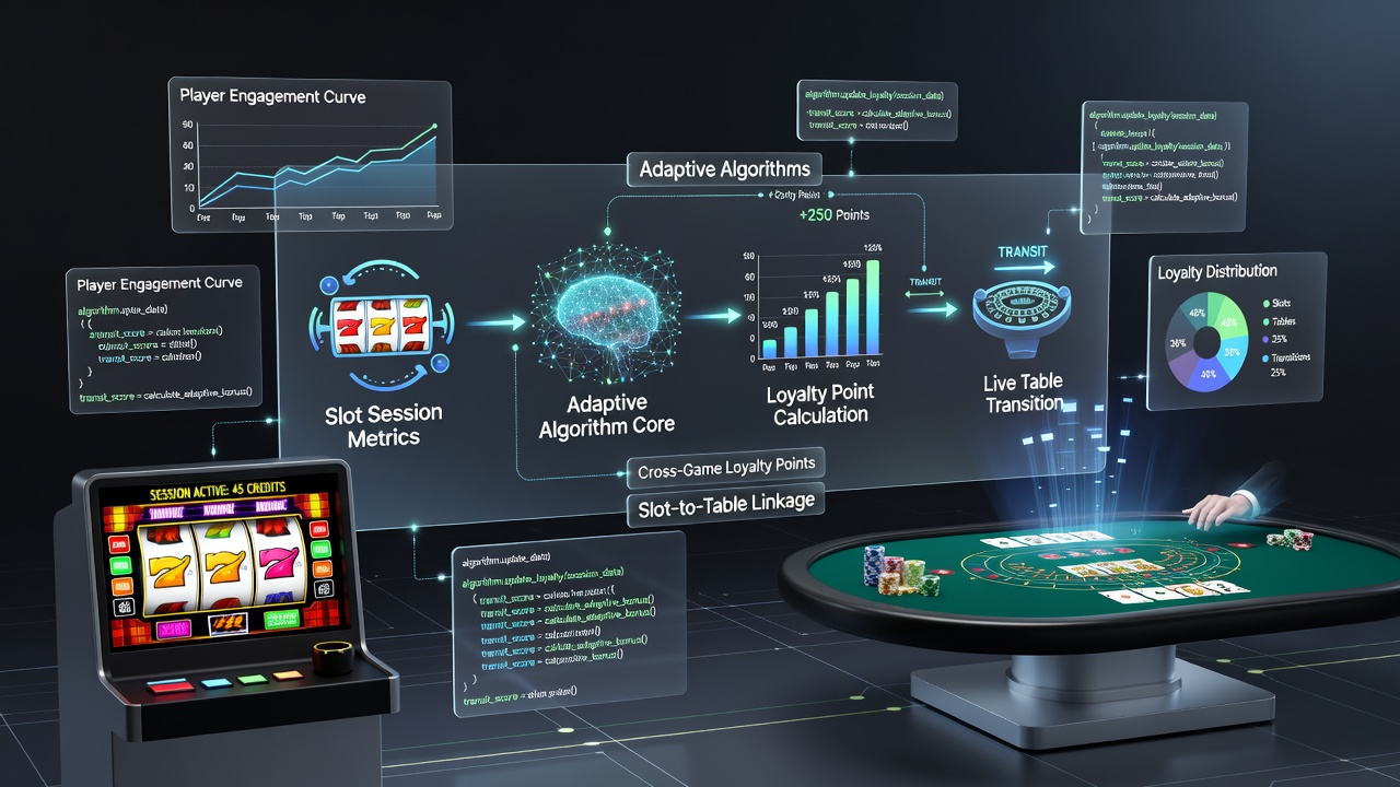Mobile app interface displaying unified loyalty points earned from slots, live tables, and sports bets