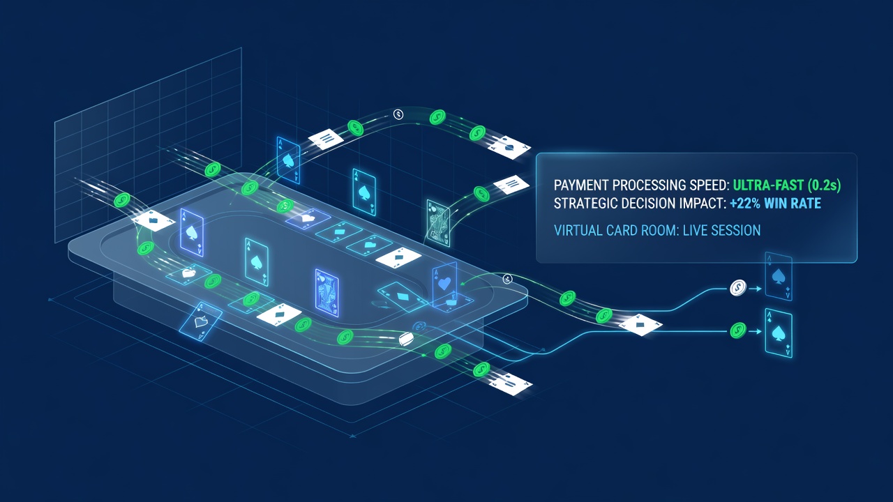 Digital payment dashboard displaying instant transfers within a virtual card room interface