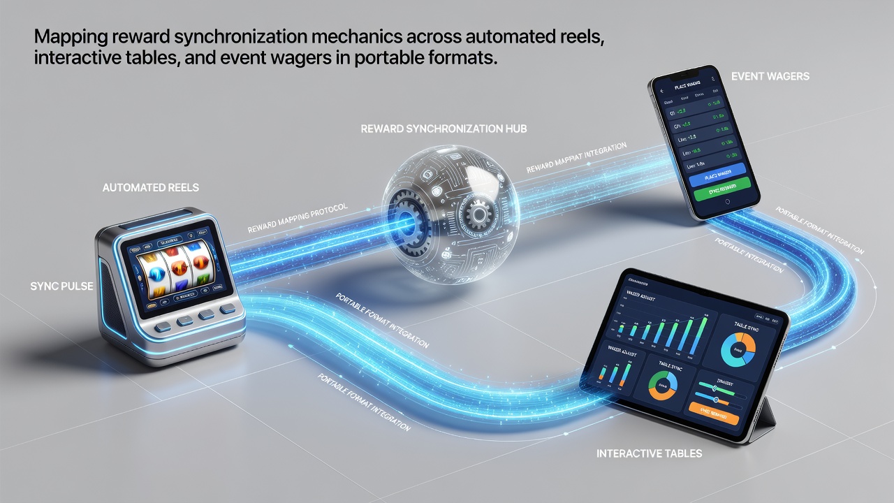 Diagram illustrating reward synchronization across mobile slots, live tables, and sports wagers