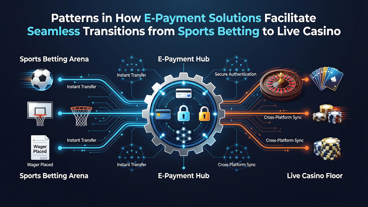 Diagram depicting real-time fund transfers between a sports betting dashboard and a live casino interface