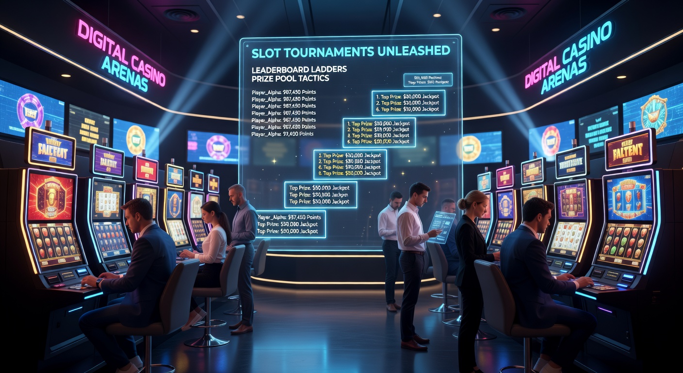 Explosive prize pool graphic in a slot tournament, with cascading coins, trophy icons, and a ladder of escalating rewards