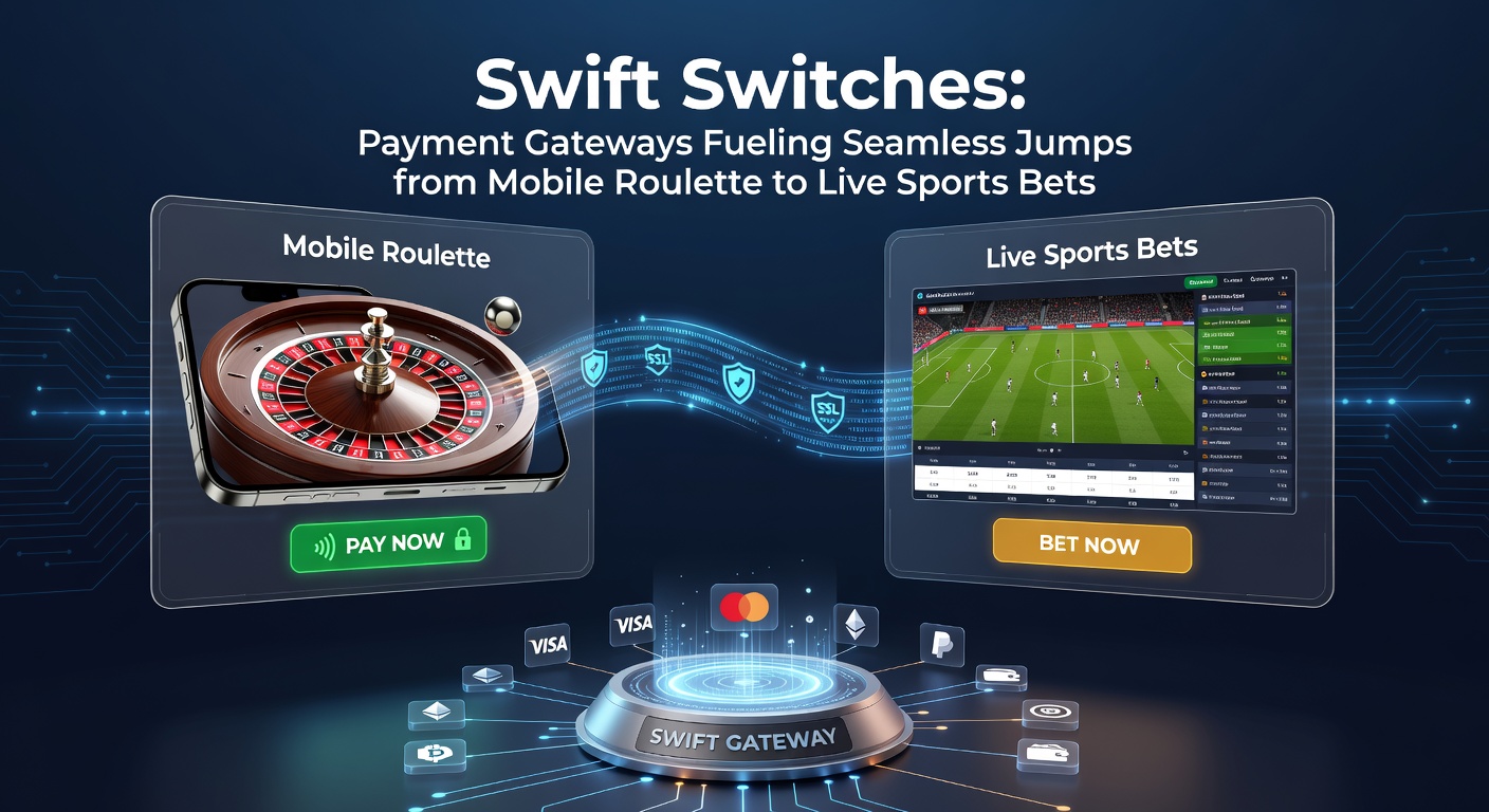 Close-up of diverse payment gateway icons including digital wallets and bank apps connecting roulette spins to sports betting slips on a smartphone, highlighting instant transfer visuals
