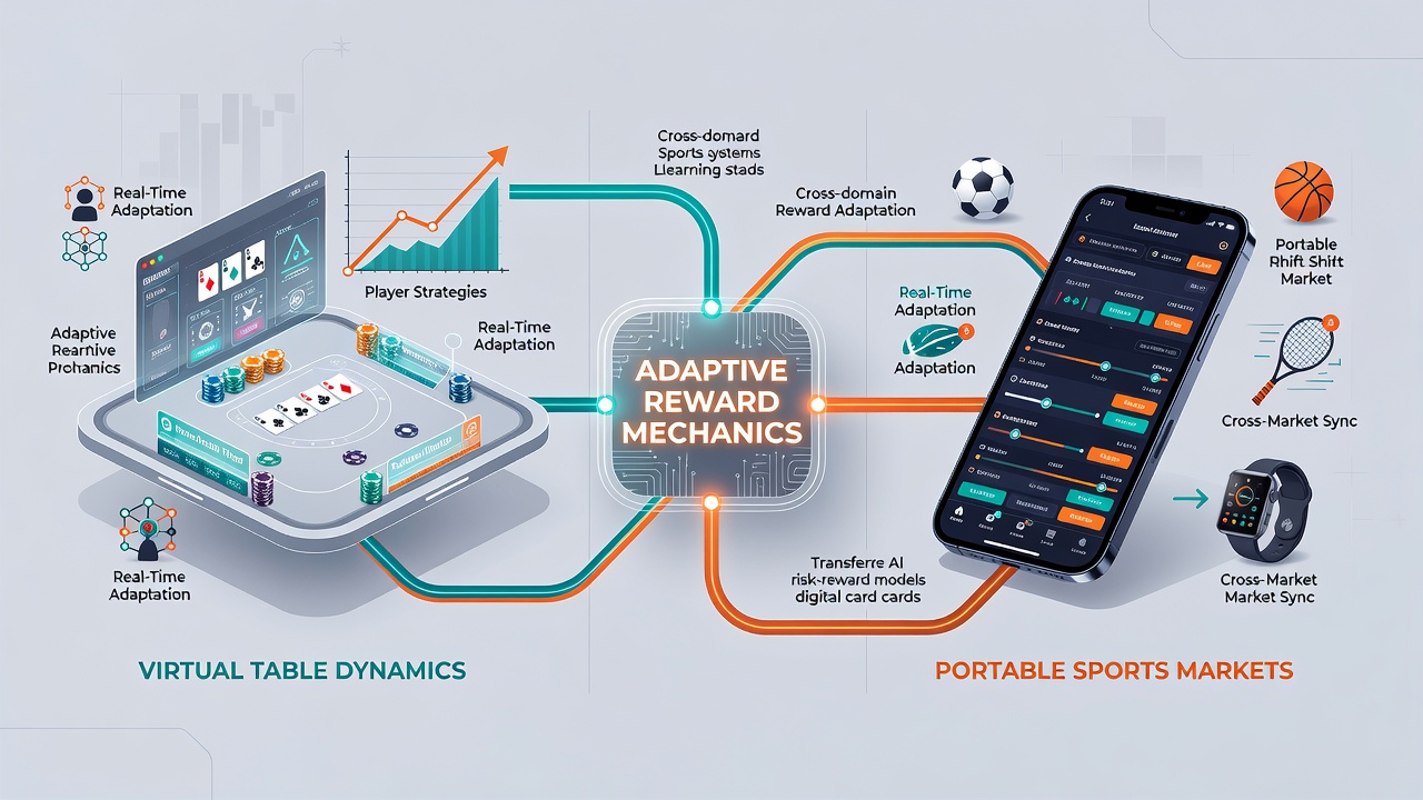 Mobile device displaying synchronized rewards between live dealer tables and in-play sports betting markets